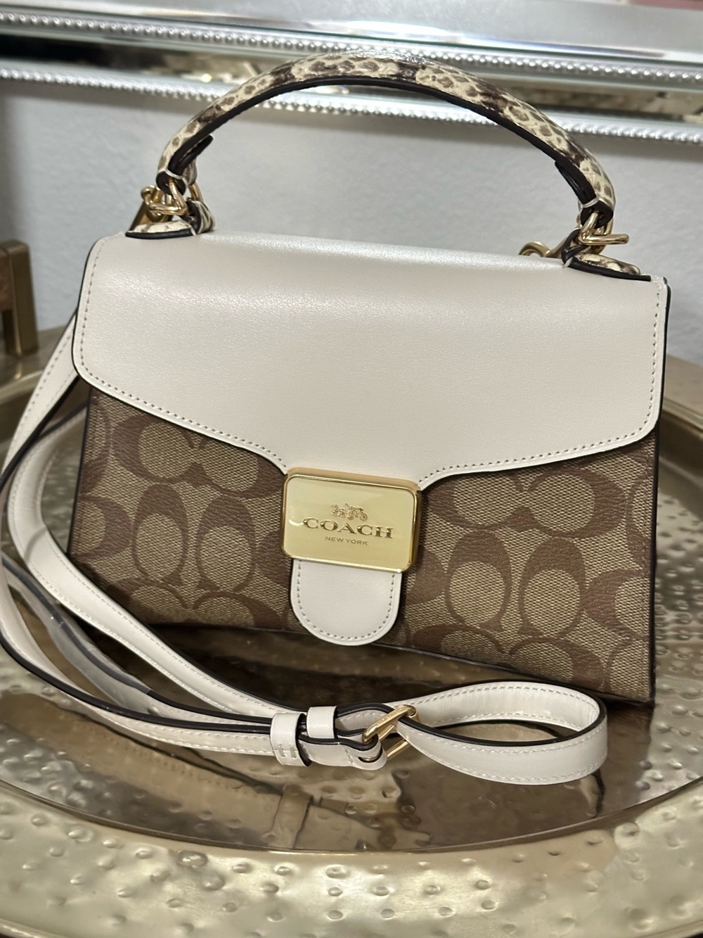Coach Pepper Satchel Signature Canvas NWT